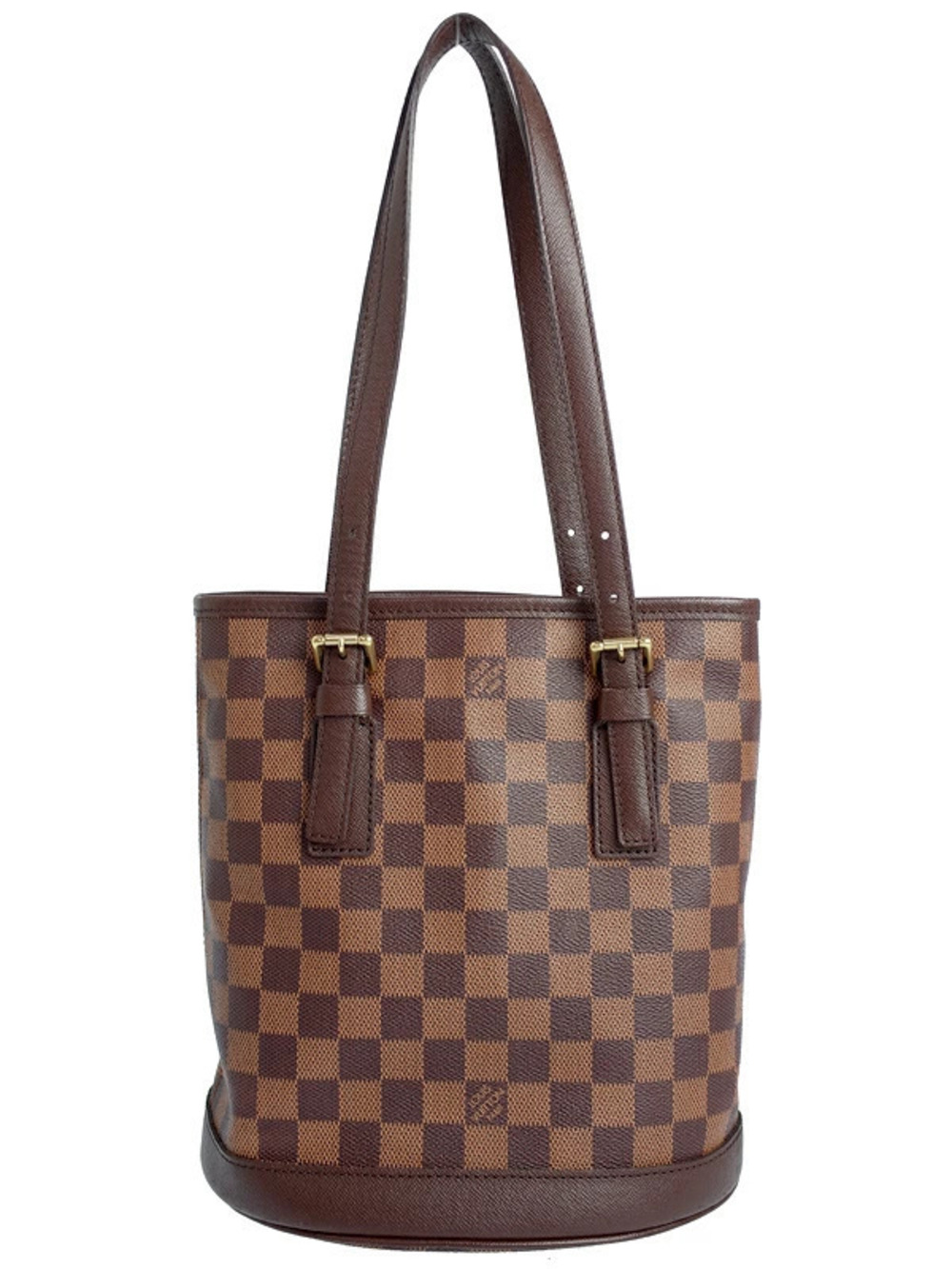Louis Vuitton Bucket Bag Damier Shoulder Bag Canvas Leather Brown